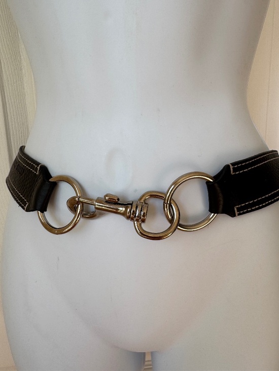 Miu Miu Black Leather Wide Belt Silver Hardware Statement Italy main image 12